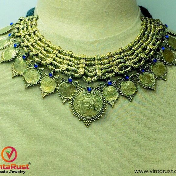 Afghan Tribal Coins Jewelry Set, Afghan Coins Jewelry, Antique Coins - Picture 1 of 6